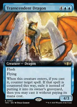 Mint/Near-Mint, English - 1 x MTG Transcendent Dragon - Extended Art Commander: - Image 1