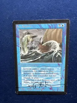 MTG **Artist Signed** Beta Sea Serpent, Jeff A. Menges, 1993 - Image 1