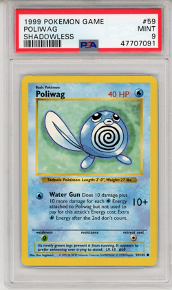 1999 POKEMON GAME POLIWAG SHADOWLESS PSA 9 - #59 59/102 GENUINE - Image 1