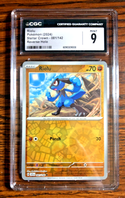 Riolu Reverse Holo Common #081 - CGC MINT 9 - 2024 Stellar Crown - Pokemon TCG - Image 1