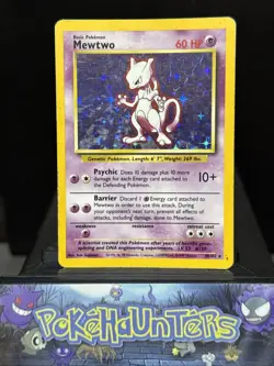 Pokemon Card Mewtwo 10/102 Holo Rare Base Set WOTC Played 2 - Image 1