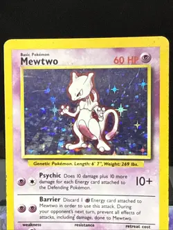 Pokemon Card Mewtwo 10/102 Holo Rare Base Set WOTC Played 2 - Image 2