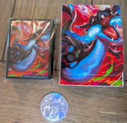 Pokemon Phantasmal Flames Mega Charizard X UPC Coin, Card Sleeves & Deck Box - Image 1