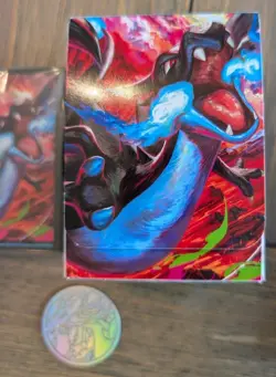 Pokemon Phantasmal Flames Mega Charizard X UPC Coin, Card Sleeves & Deck Box - Image 2