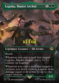 MTG Foil Borderless LOTR: Tales of Middle-earth LTR Legolas, Master Archer MINT - Image 1