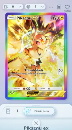 Pokemon TCG Pocket Pikachu EX Rainbow Shining Revelry Trade 2 Star ?? (English) - Image 1