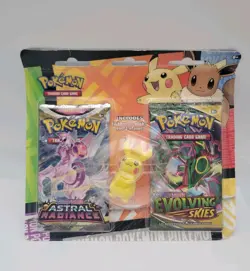 2022 Pokemon TCG Back To School Pikachu Eraser 2 Booster Pack Blister Sealed - Image 1