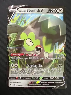 Pokemon TCG Galarian Stunfisk V 128/189 Darkness Ablaze NM - Image 1