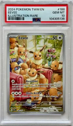 Pokemon Eevee Twilight Masquerade Illustration Rare #188 PSA 10 Gem Mint - Image 1