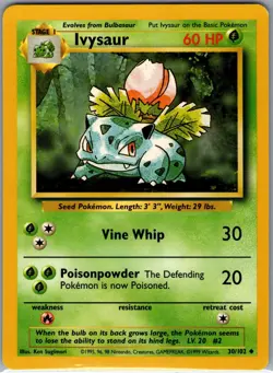 Ivysaur 30/102 Non Holo Base Set - Pokemon Card - LP - Image 1