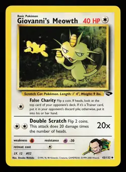Giovanni's Meowth 43/132 Uncommon Gym Challenge Pokemon Card - Image 1