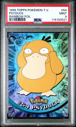 1999 TOPPS POKEMON TV RAINBOW FOIL #54 PSYDUCK PSA 9 - Image 1