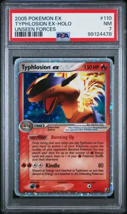 2005 POKEMON EX TYPHLOSION EX-HOLO UNSEEN FORCES PSA #110 NM 7 - Image 1
