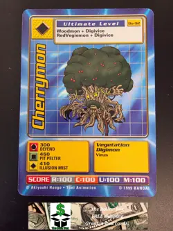 1999 Bandai Digimon Digi Battle #bo-92 U Cherrymon card - Image 1