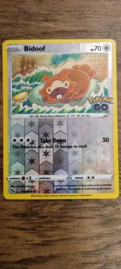 Bidoof Ditto Reverse Holo Pokemon Go Card 059/078 Unpeeled NM - Image 1