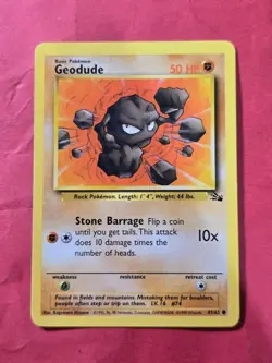 1999 Pokemon Fossil Unlimited #47 Geodude, C, NF/H, cd3 - Image 1