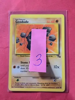 1999 Pokemon Fossil Unlimited #47 Geodude, C, NF/H, cd3 - Image 3
