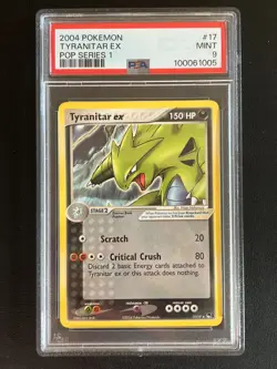 PSA 9 Pop Series 1 Tyranitar ex Non Holo #17 Rare Pokemon 2004 - Image 1