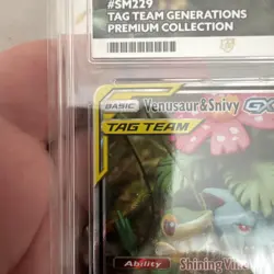 Venusaur & Snivy GX SM229 Tag Team Promo Pokemon TCG ACE Grade 9 Mint - Image 3