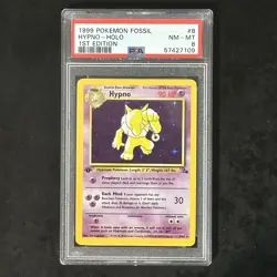 1999 Pokemon Hypno Holo PSA 8 NM-Mint 1st Edition #8/62 Rare Fossil Card - Image 1
