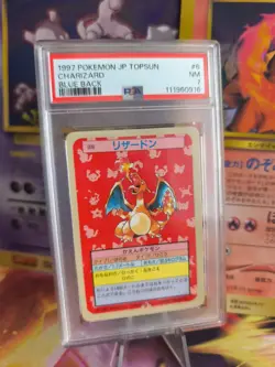 Pokemon Card Charizard Glurak Topsun Blue Back Bandai 1995 Vintage Japan PSA 7 - Image 1