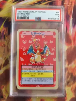 Pokemon Card Charizard Glurak Topsun Blue Back Bandai 1995 Vintage Japan PSA 7 - Image 2