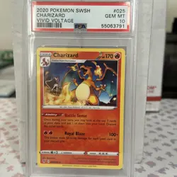 2020 Pokemon SWSH Charizard Vivid Voltage Gem 10 Non-Holo Card - Image 1