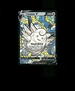HOLO Clefable Card Stained Glass Clefable Pokemon Card READ DESCRIPTION BELOW p1 - Image 1