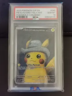 Pikachu With Grey Felt Hat SVP 085 Pokemon Van Gogh Promo Card PSA 10 GEM MINT - Image 1