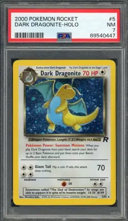 PSA 7 Dark Dragonite Team Rocket 5/82 Holo Pokemon Card B22 - Image 1