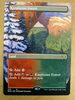 MTG 1x BORDERLESS Karplusan Forest 379 Dominaria United Magic Gathering x1 NM - Image 1