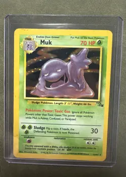 Pokemon TCG Muk 13/62 Fossil Holo Rare Damage - Image 1