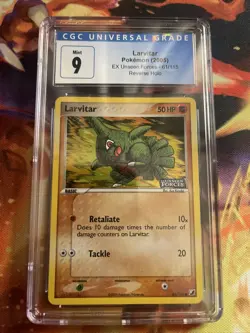 Pokemon EX Unseen Forces Larvitar 61/115 Stamped Reverse Holo CGC 9 Mint - Image 1