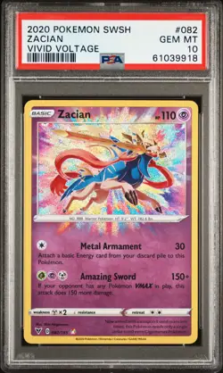 2020 POKEMON SWORD & SHIELD VIVID VOLTAGE #082 ZACIAN PSA 10 - Image 1