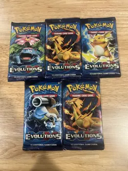 Lot of 5 - Pokemon TCG XY Evolutions Booster Packs Factory - Sealed New - Image 1