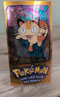 1999 Topps Pokemon Jumbo Meowth Chrome Holo Foil TV Card 5 of 5 Vintage - Image 1