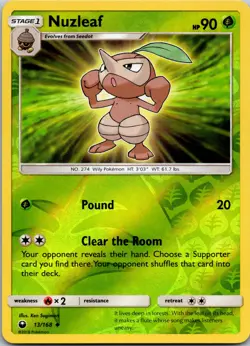 Nuzleaf 13/168 SM - Celestial Storm Reverse Holo Pokemon TCG NM / LP - Image 1