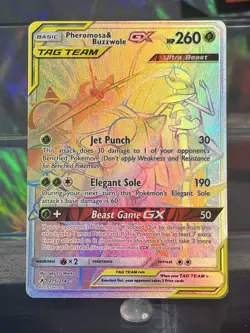 Pokemon Unbroken Bonds Full Art Rainbow Pheromosa & Buzzwole GX Card 215/214 AQ3 - Image 2
