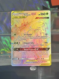 Pokemon Unbroken Bonds Full Art Rainbow Pheromosa & Buzzwole GX Card 215/214 AQ3 - Image 3