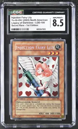 CGC 8.5 Yugioh Injection Fairy Lily LOD-100 Secret Rare 1st Edition *7003 - Image 1