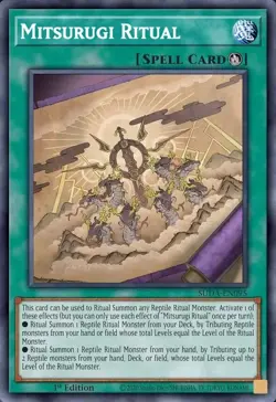 YUGIOH MITSURUGI RITUAL ULTRA RARE NEAR MINT CONDITION 1ST EDITION SUDA-EN095 - Image 1
