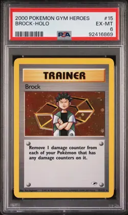 Pokemon [Wizards Of The Coast] Gym Heroes Holo Card #15 Brock PSA 6 - Image 1