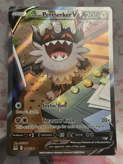 Galarian Perrserker v Alternate Full Art Holo Card 184/196 Swsh11:Lost Origin NM - Image 1