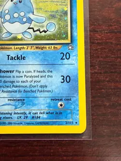 Pokemon TCG Azumarill Neo Genesis Holo Card 2/111 - Image 5