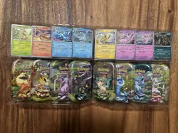 Prismatic Evolutions Mini Tins Complete Set (EmptyTin+coins+card art+Promo ONLY) - Image 1