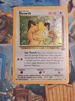 Meowth Pokemon Black Star Promo 10 Holo Card - HP/DAMAGED - Image 1