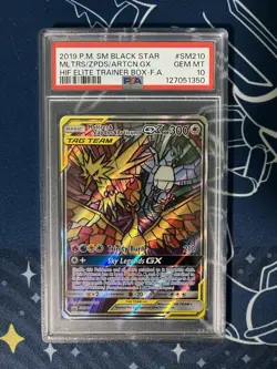 PSA 10 Moltres & Zappos & Articuno GX SM210 Pokemon Hidden Fates Promo - Image 1
