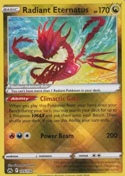 Holo Radiant Eternatus 105/159 Radiant Rare Crown Zenith Pokemon TCG - Image 1