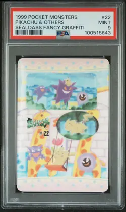 Pokemon Bandai Sealdass 1998 Fancy Graffiti Pikachu And Gengar #22 PSA 9 - Image 1