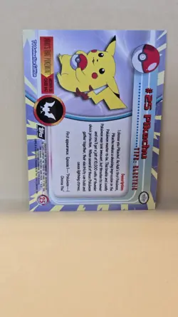 1999 Topps Pokemon #25 Pikachu TV Animation Series 1 Holo Foil Black Label - Image 4